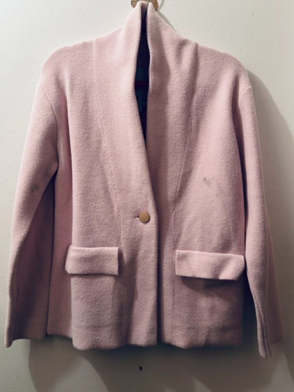 Anthropologie  X NVLT Soft Pretty Pink Knit Button Nylon Poly Blazer NWT